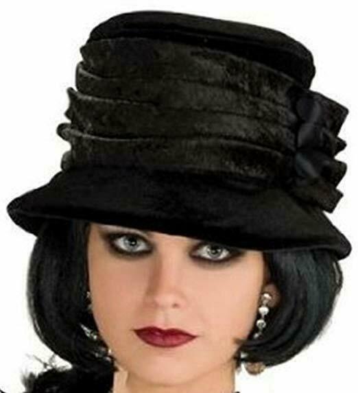 Women's Black Velvet Hat, Flapper Style 